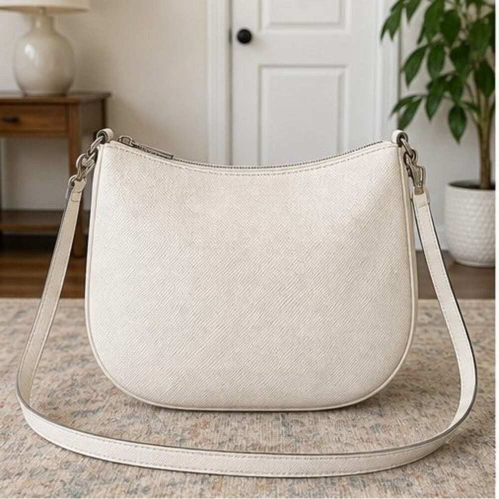 Ivory Saffiano Crossbody Bag
